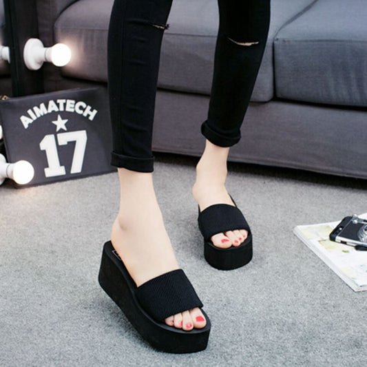 2021 new elastic flat bottom slope with a lady sandals and slippers in wholesale trade platform