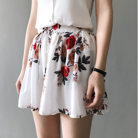 2021 new skirt female Korean chic high waist was thin wild floral chiffon skirt 3003